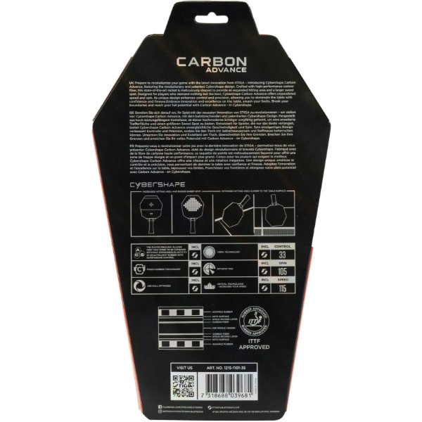 Фото - Ракетка для настольного тенниса Stiga Carbon Advance Cybershape FL (1215-1101-35)